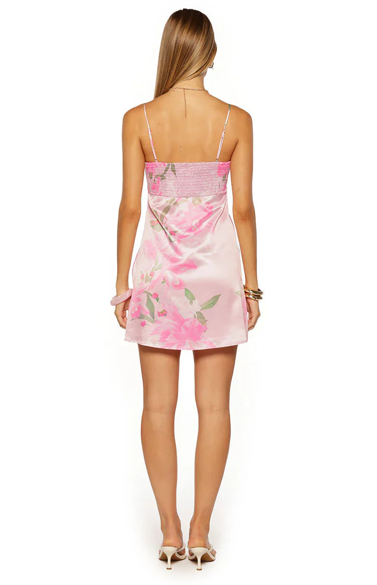 Chantell Pink and Green Floral Mini Dress