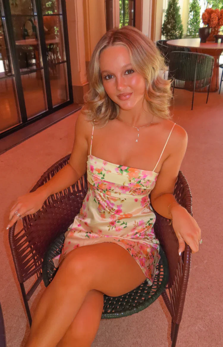 Chantell Yellow Bloom Mini Dress