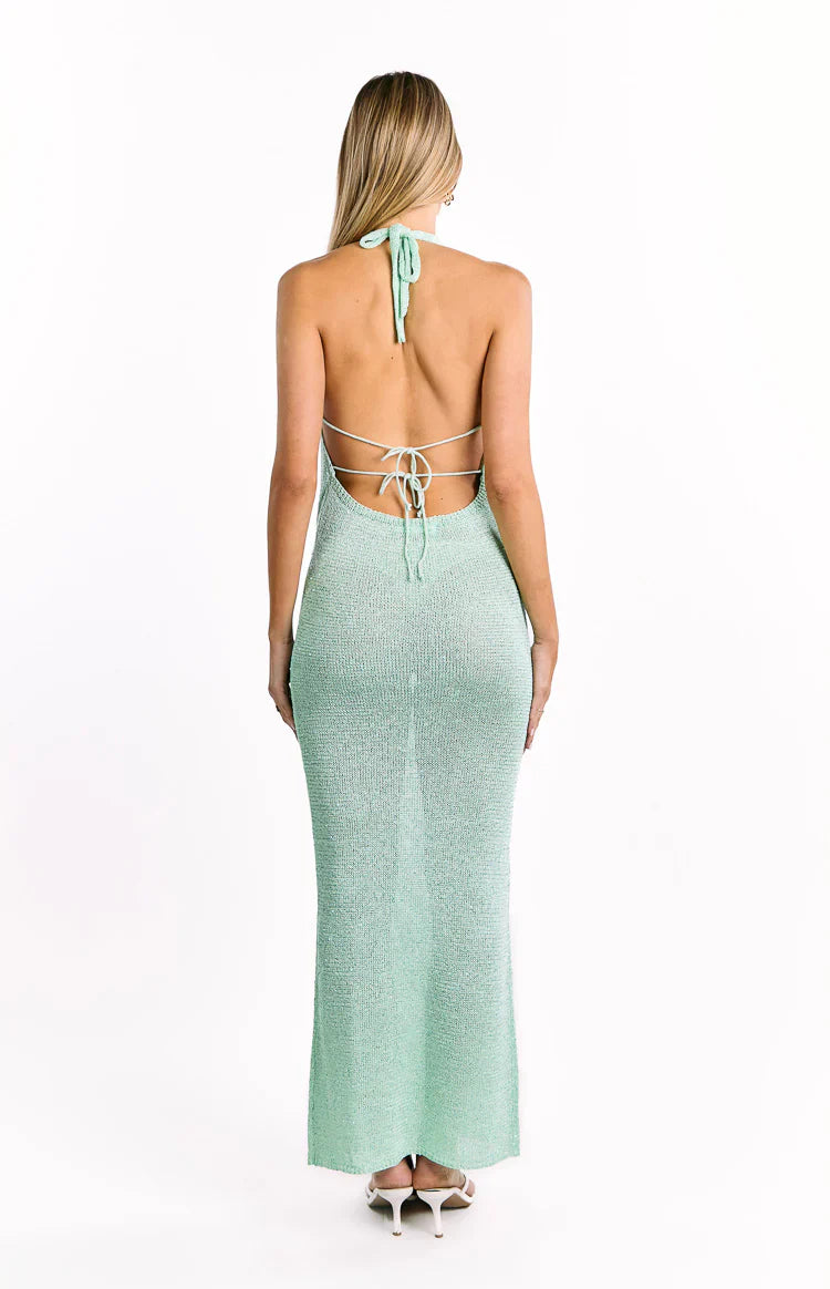 Charlette Green Cowl Neck Maxi Dress
