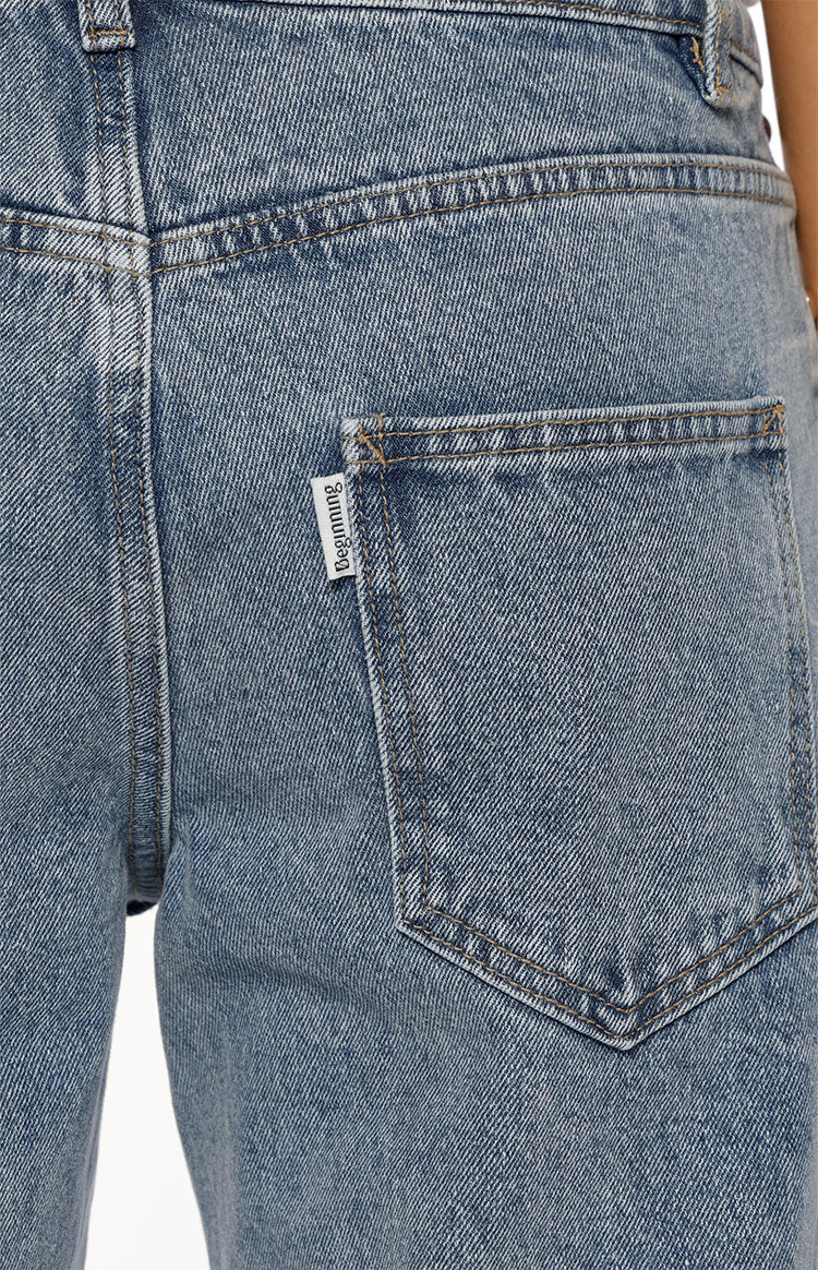 Charli Mid Wash Denim Studded Low Waist Baggy Leg Jeans