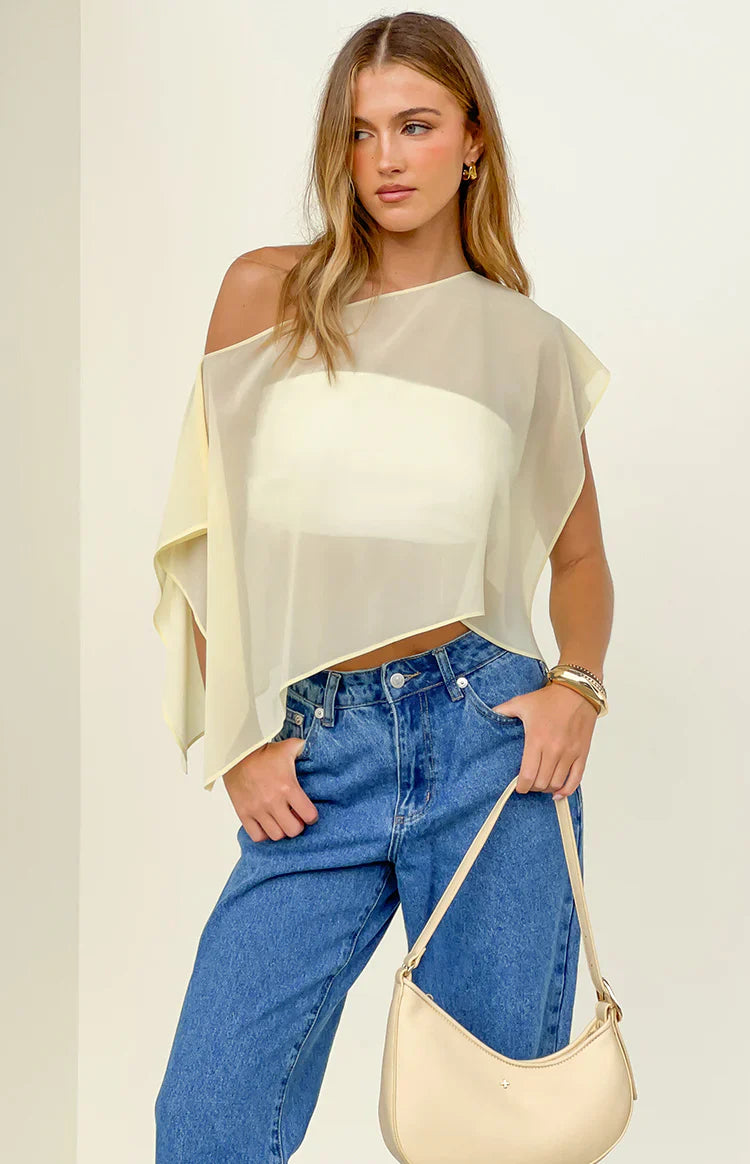 Chelsea Yellow Sheer Chiffon Cape - PRE ORDER