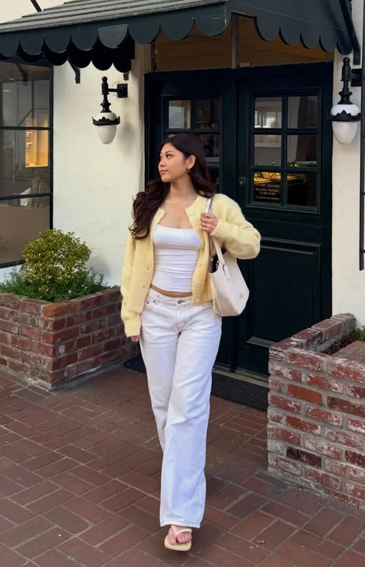 Clara Star White Denim Low Rise Jeans