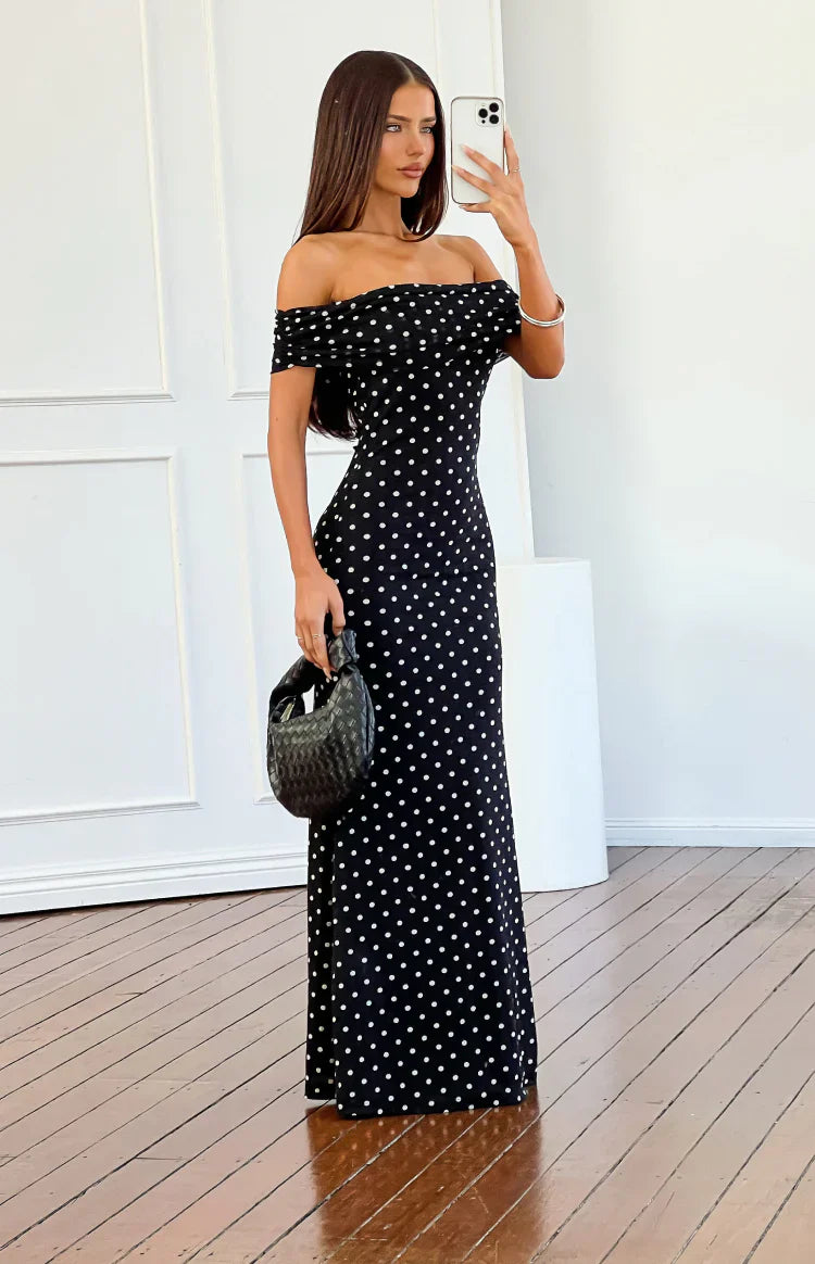 Cole Black Polka Mesh Maxi Dress