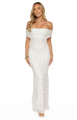 Cole White Polka Mesh Prom Dress