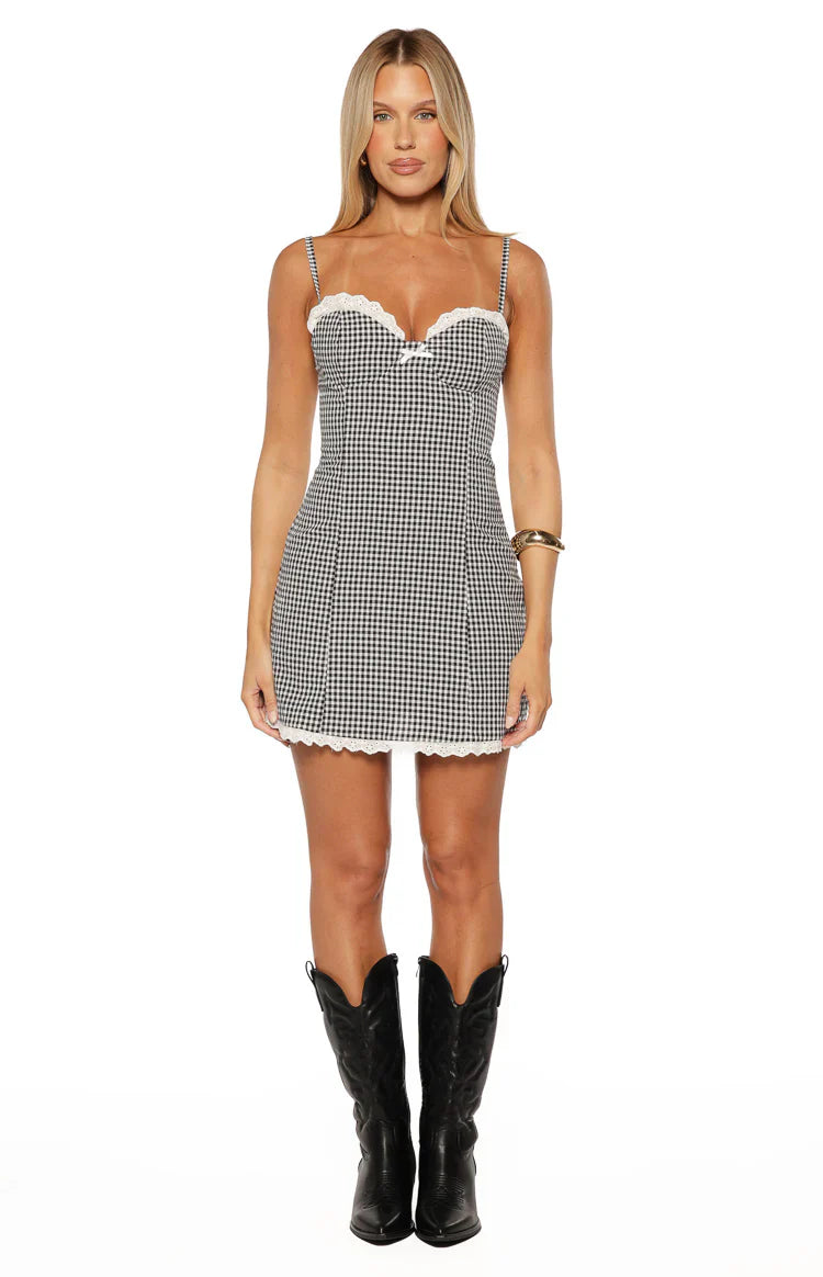 Cutie Black Gingham Mini Dress