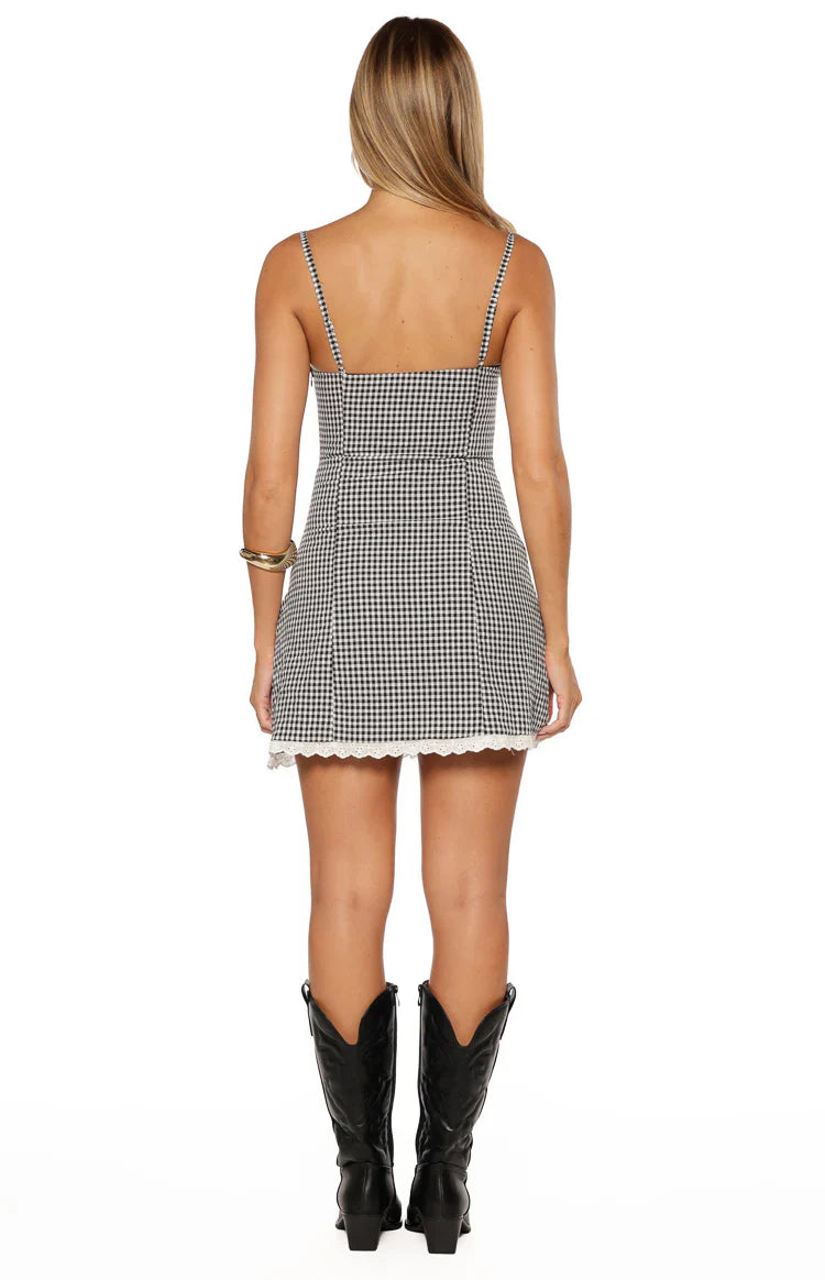 Cutie Black Gingham Mini Dress