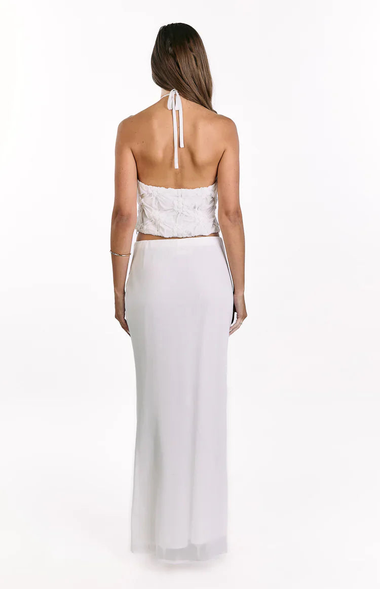 Daisie White Textured Halter Top