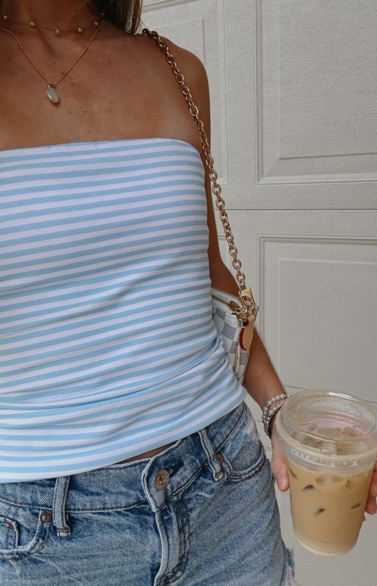 Daisy Blue Striped Tube Top
