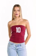 Daisy Burgundy Strapless Top