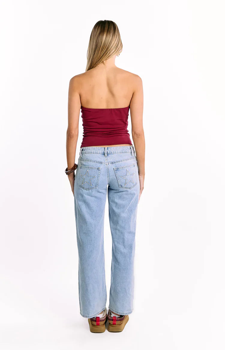 Daisy Burgundy Strapless Top