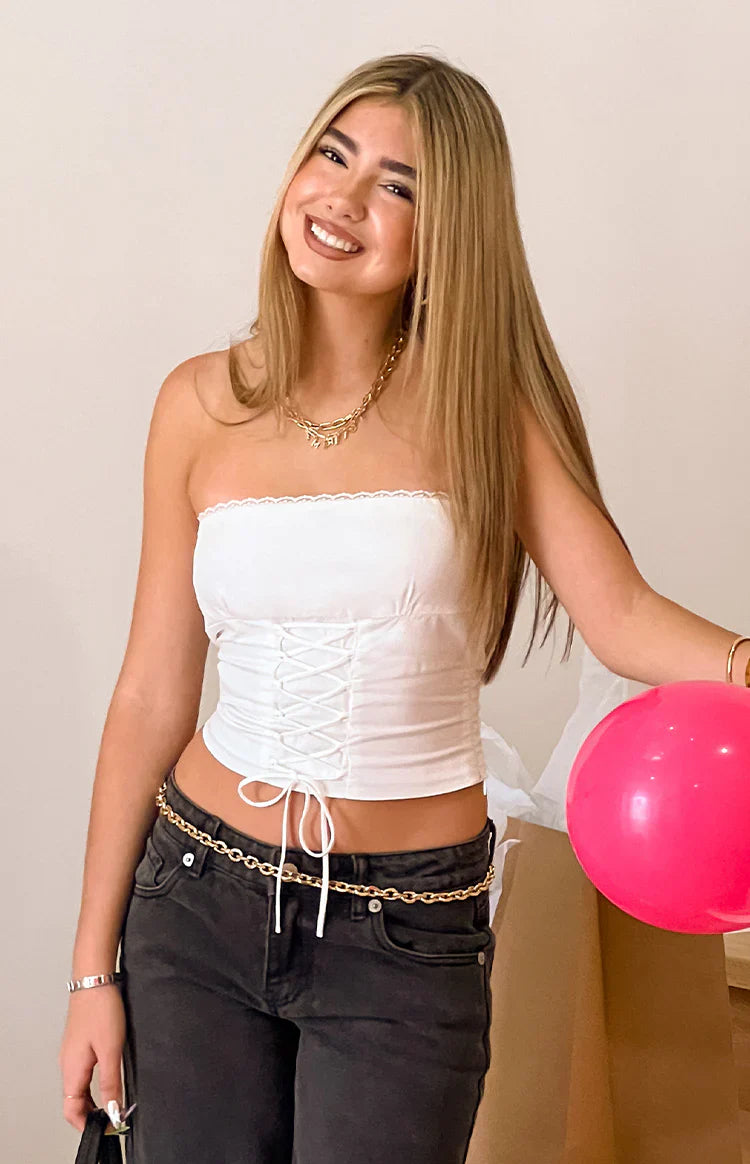 Dakota White Strapless Top