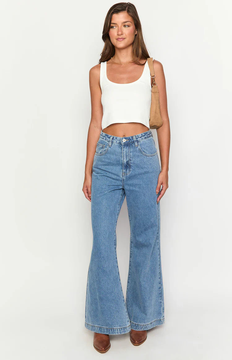 Dandy Mid Wash Denim Flare Jeans