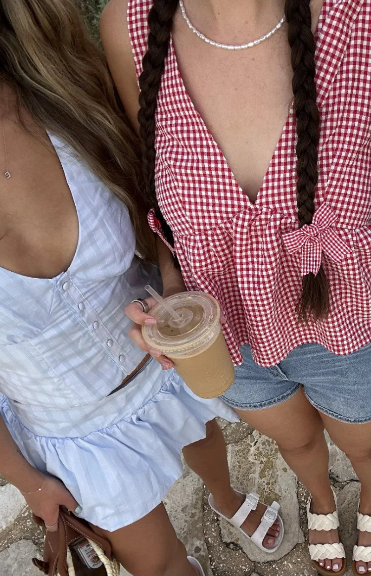 Angelica Red Gingham Tie Top