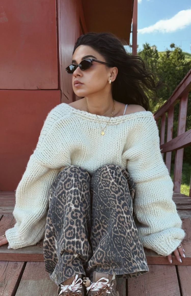 Brunet Leopard Print Straight Leg Jeans