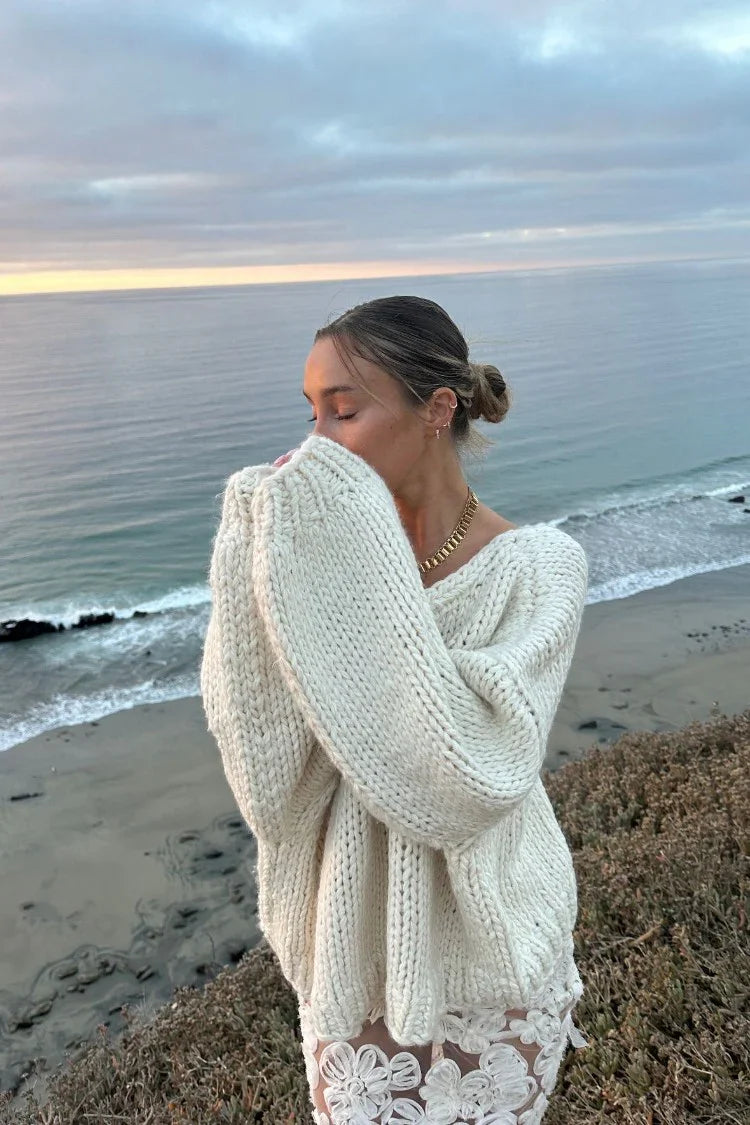 Delvey Cream Chunky Knit Sweater