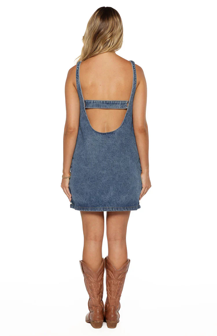 Demi Denim Pearl Detail Mini Dress