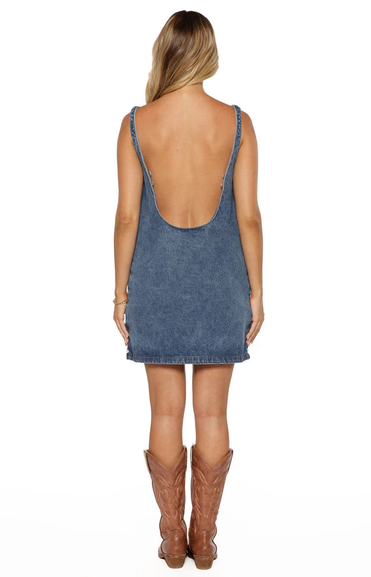 Demi Denim Pearl Detail Mini Dress