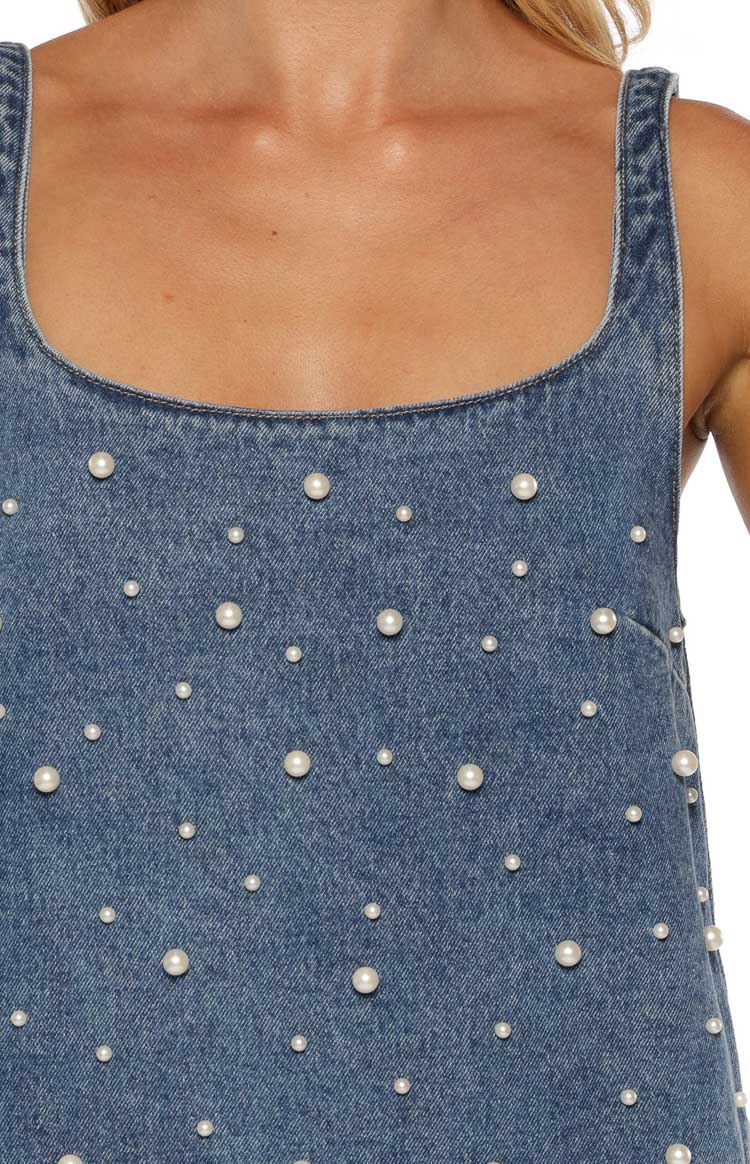 Demi Denim Pearl Detail Mini Dress