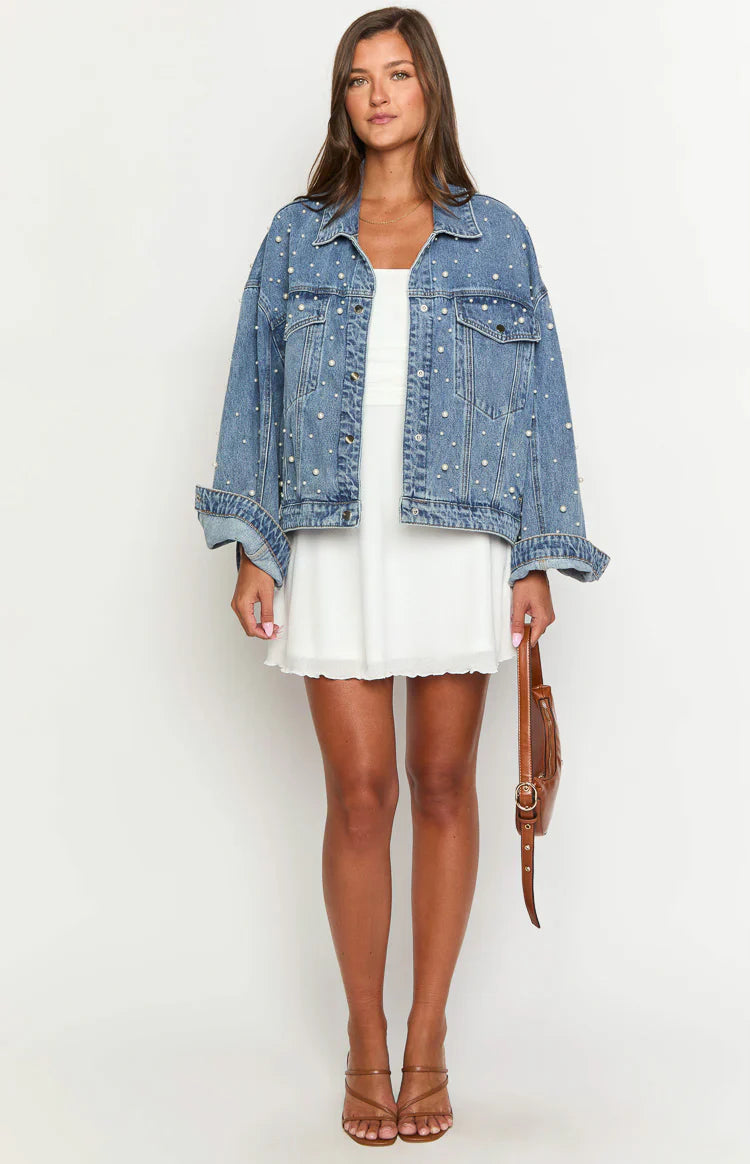 Denim Dazzle Pearl Mid Wash Denim Jacket