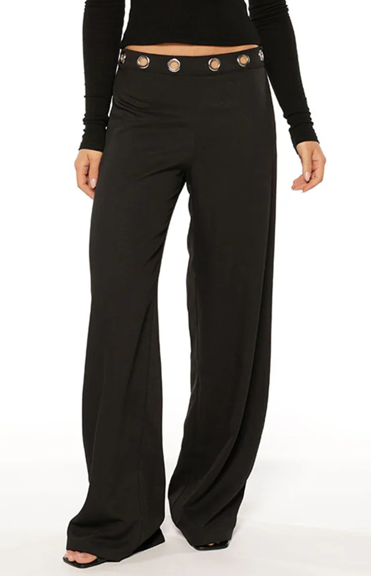 Devotion Black Eyelet Straight Leg Pants