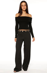 Devotion Black Eyelet Straight Leg Pants