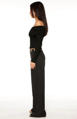 Devotion Black Eyelet Straight Leg Pants