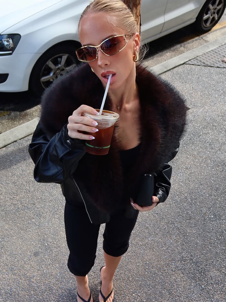 Dolci Black Fur Collar PU Jacket
