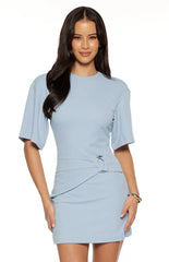 Dontae Blue Crepe Mini Dress
