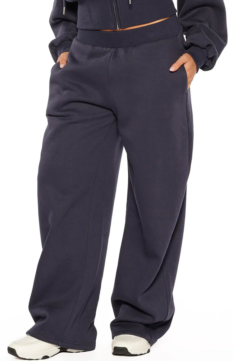 Dora Navy Barrel Leg Track Pants