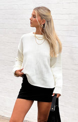 Edwina Cream Raw Edge Knit Sweater