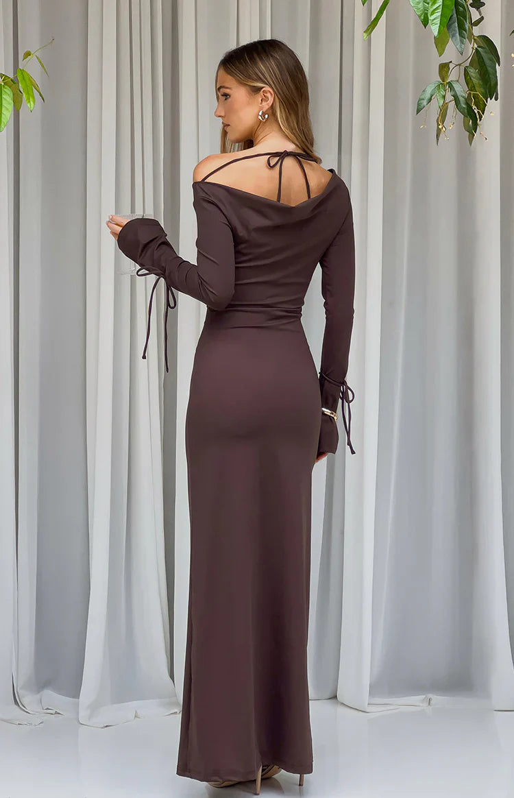 Elisha Chocolate Jersey Maxi Dress