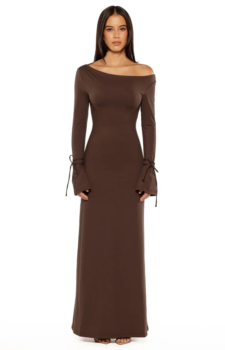 Elisha Chocolate Jersey Maxi Dress