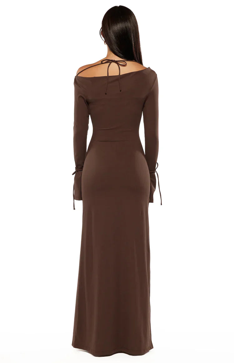 Elisha Chocolate Jersey Maxi Dress