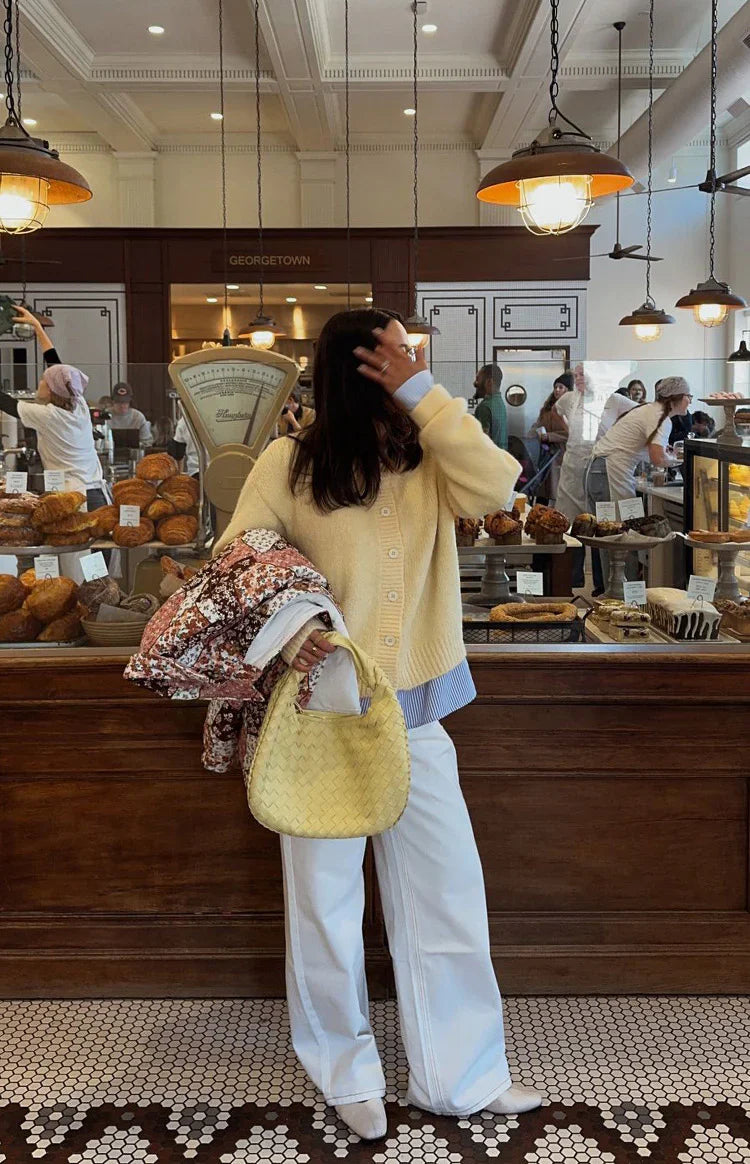 Ellia Butter Yellow Button Down Cardigan