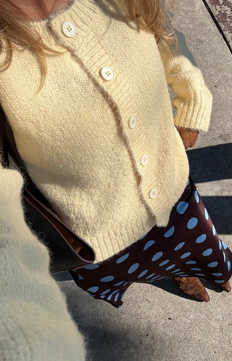 Ellia Butter Yellow Button Down Cardigan