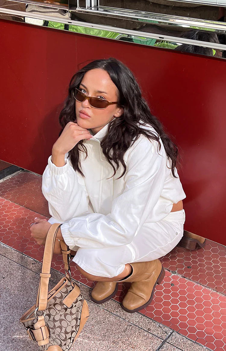 Enya Cream Funnel Neck Sports Jacket