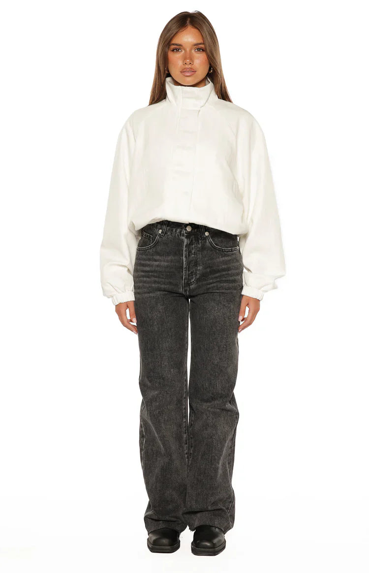 Enya Cream Funnel Neck Sports Jacket
