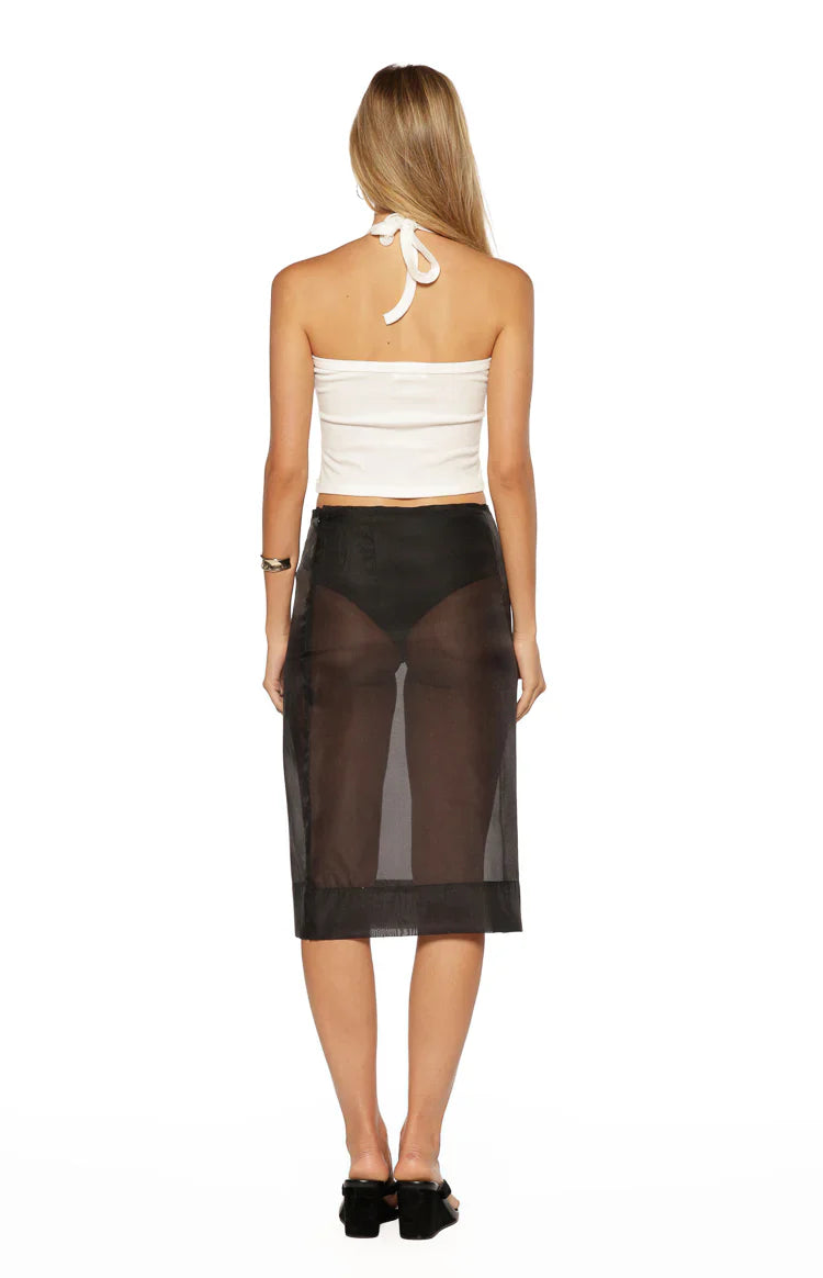 Francesca Black Organza Sheer Midi Skirt Two Piece Set