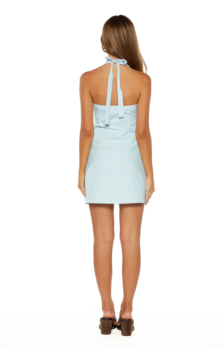 Geni Blue Halter Neck Mini Dress