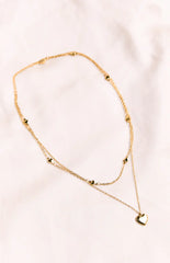 Gold Heart Double Chain Necklace
