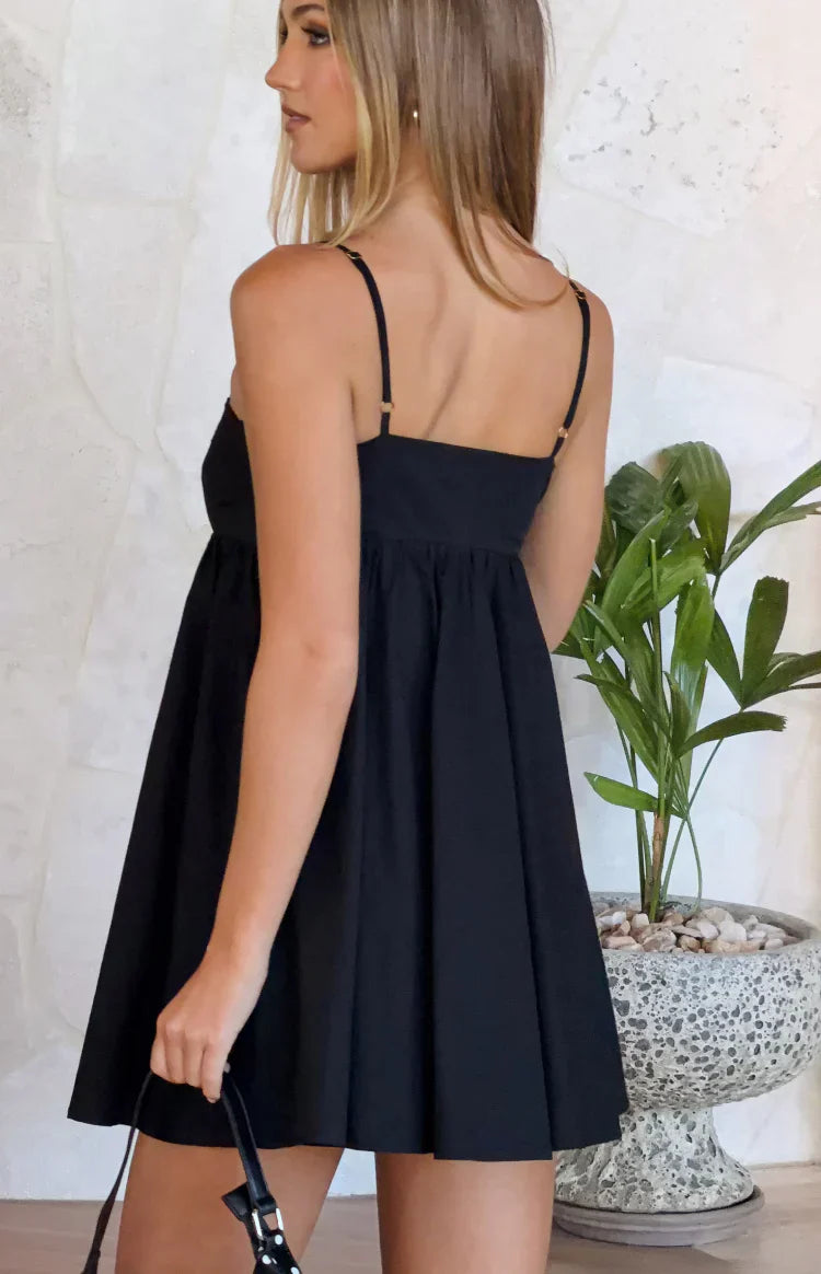 Gracelyn Black Eyelet Embroidered Mini Dress