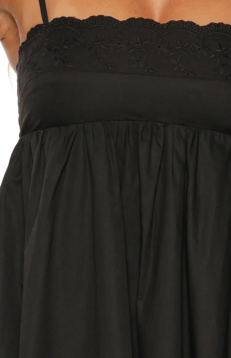 Gracelyn Black Eyelet Embroidered Mini Dress