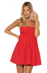 Gracelyn Red Embroidered Mini Dress