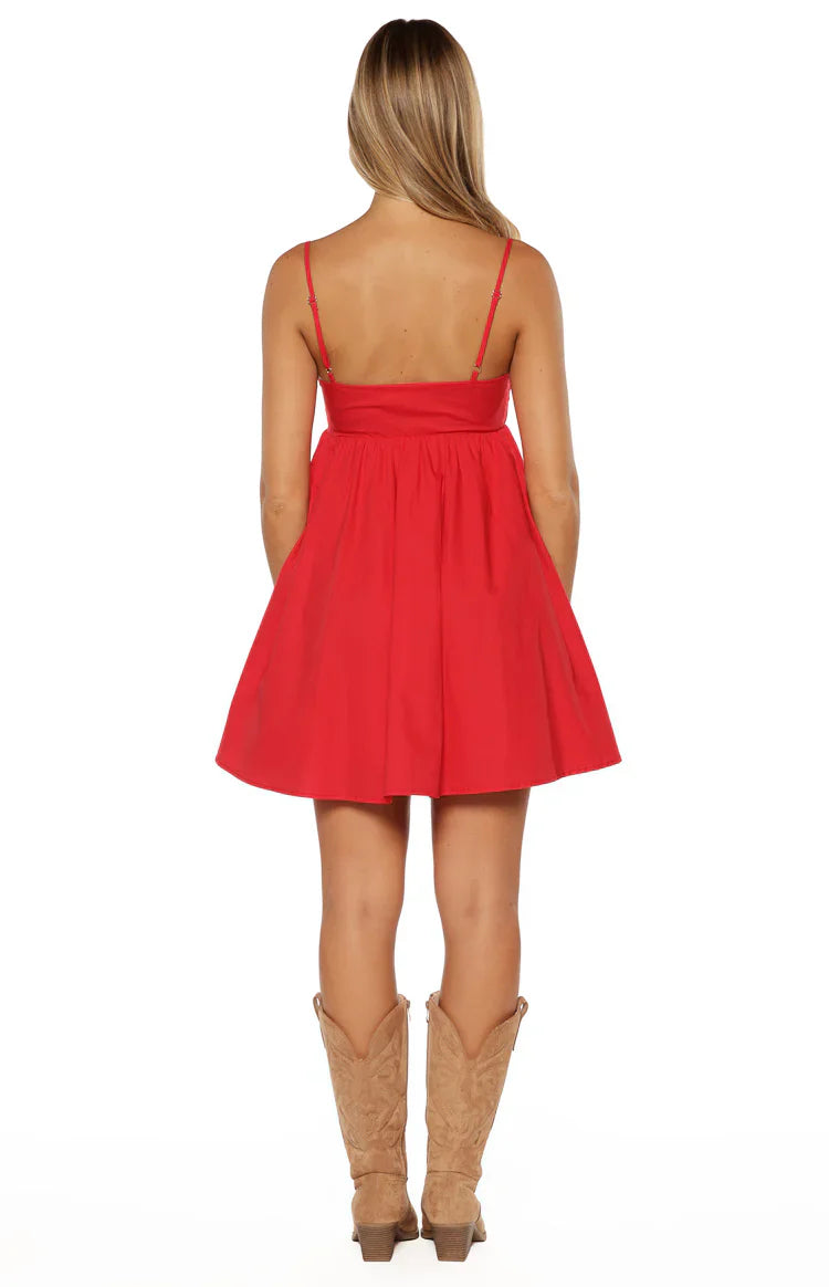 Gracelyn Red Embroidered Mini Dress
