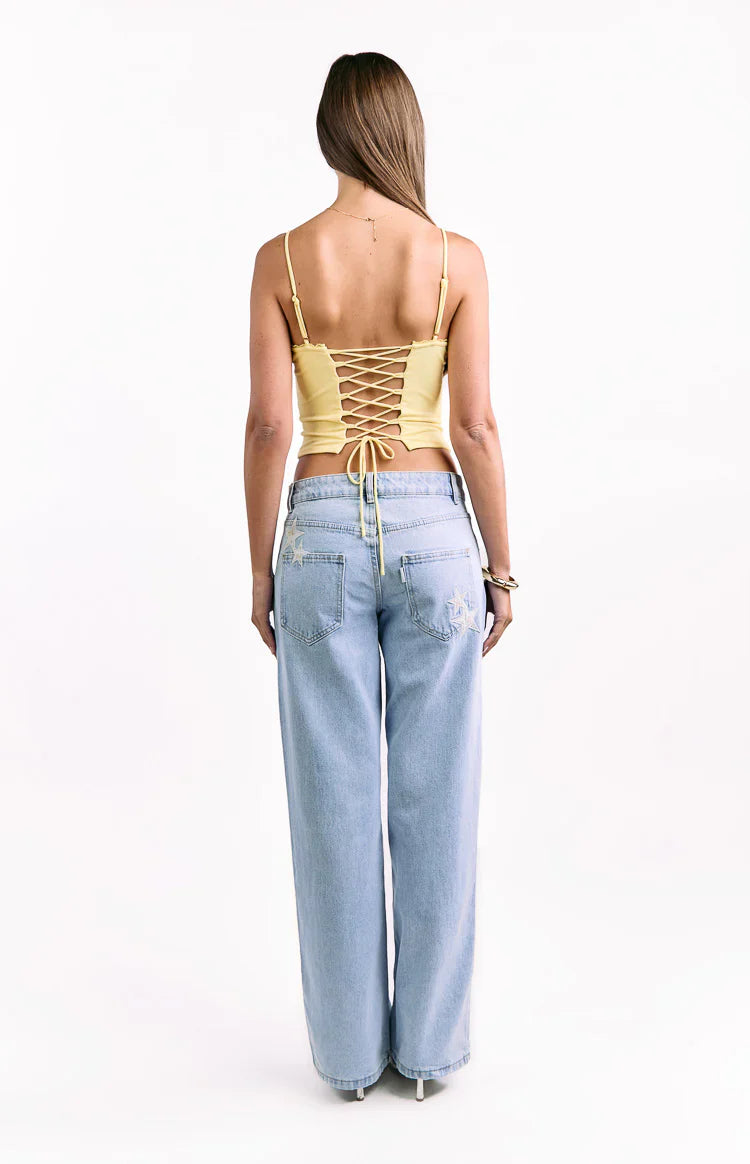 Gwen Yellow Lace Corset Top