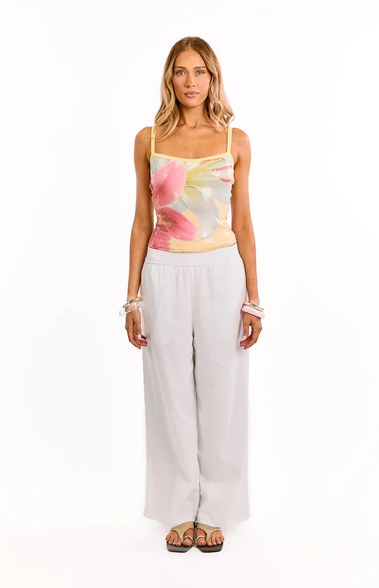 Hadley Yellow Floral Sequin Tank Top