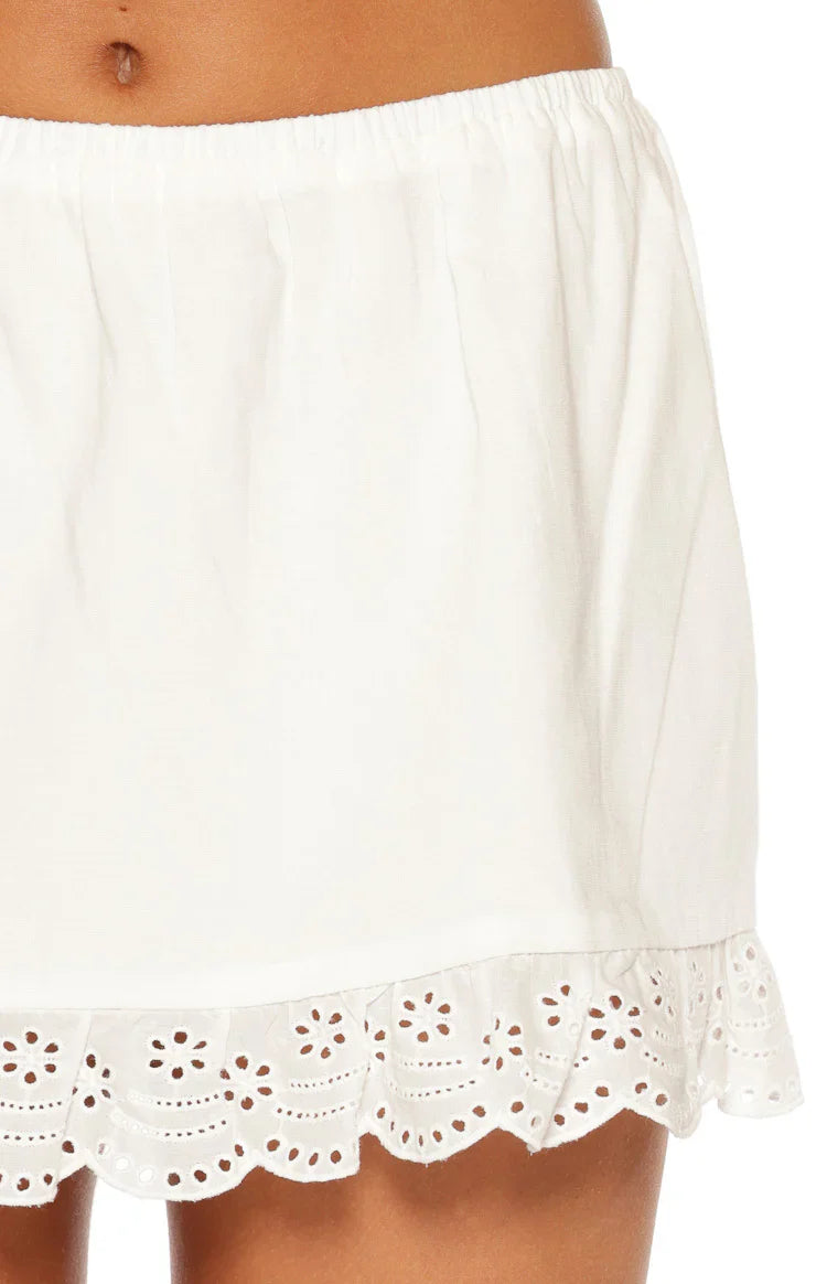 Hart White Broderie Trim Mini Skirt