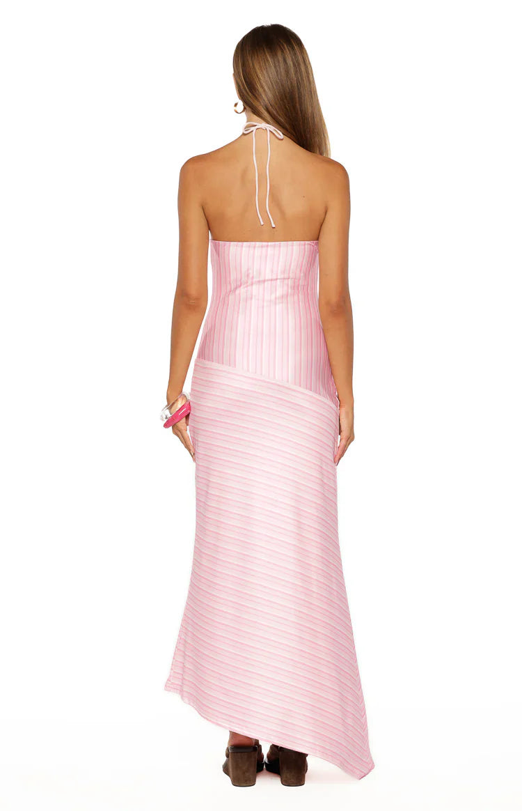 Hendrea Pink Stripe Jersey Midi Dress