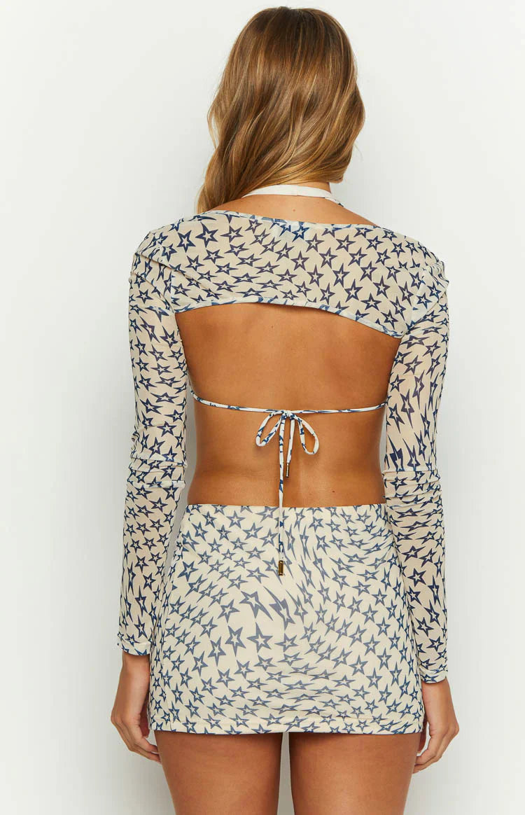 High Volume Star Print Top and Bolero