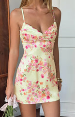 Honey Yellow Bloom Mini Dress